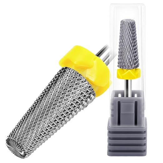 Fantexy 3/32" Carbide Nail Drill Bit - Remove Acrylic Hard Gels Quickly and Safely, 5-in-1 Tungsten Carbide Nail Drill Bit for Nail Art,Manicure,Pedicure,Gel,Cuticle Clean(3 Extra Fine - 3XF)
