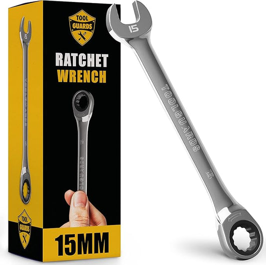 TOOLGUARDS 15mm Wrench - Ratcheting Wrench - Slim Profile - Ratchet Wrench - 100% Lifetime Satisfaction Guarantee