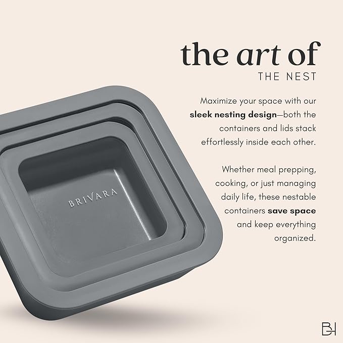 Ceramic Coated Glass Food Storage Container | No PTFE, PFOA, PFAS, and BPA | Reusable Non Toxic Meal Prep Container with Glass Lid | Easy To Store | 5 Cup Square [Smoke]