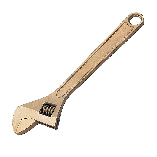 CS Unitec | Non-Sparking & Non-Magnetic Adjustable Wrench | 6in Aluminum Bronze Tool, TUV Certified & Beryllium Free