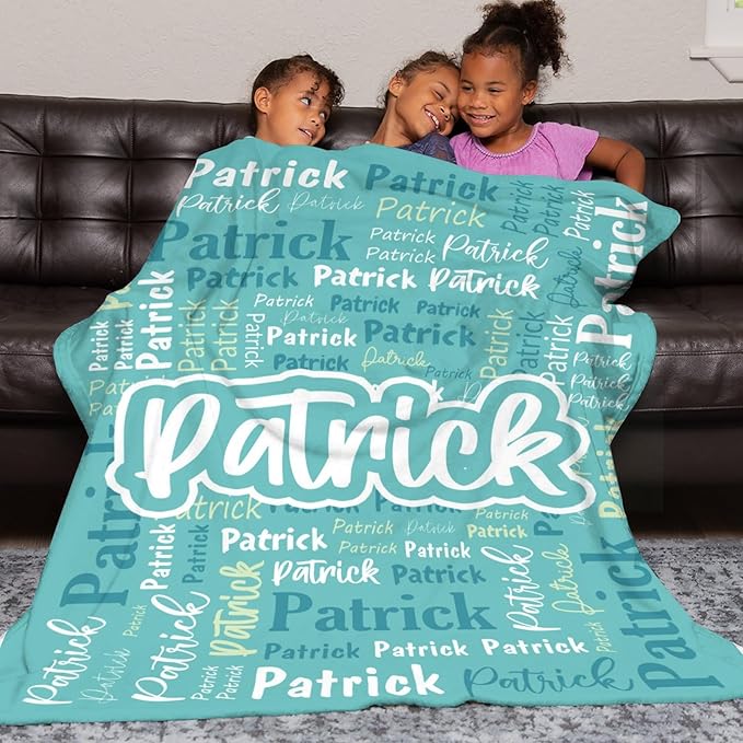 Custom Blanket with Name Personalized Blankets for Kids Adult Boys Girls Flannel Monogrammed Customized Blankets Throw (60''x80'')