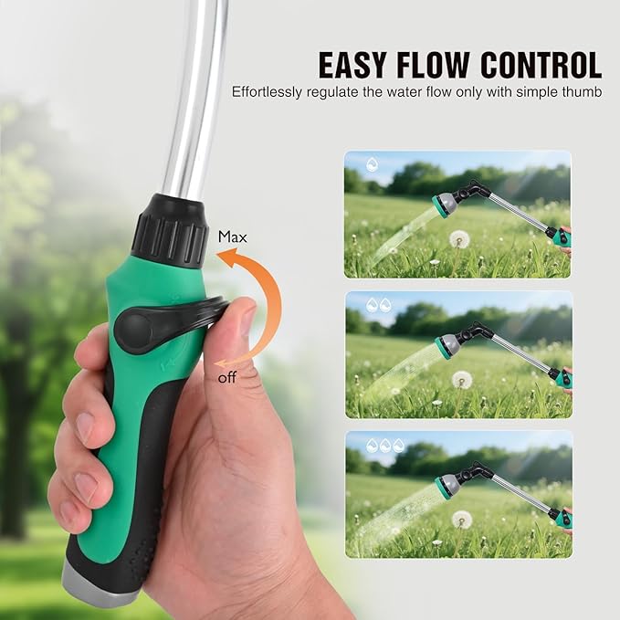 Yesker Watering Wand for Garden Hose, 21 Inch, 10 Spray Patterns, Adjustable Water Sprayer with Pivoting Head, Garden Hose Nozzle with Thumb Flow Control, Ideal for Water Plant and Yard Washing