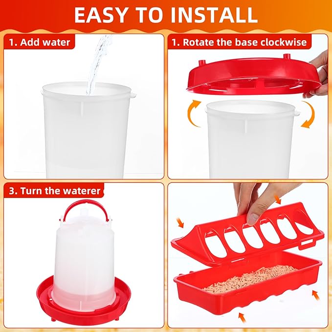 4 Pcs Heated Chicken Waterer for Winter, Poultry Feeder, Poultry Heated Constant Temperature Fountain with Leg Support for Chicken Coop Chicks Birds(3l)