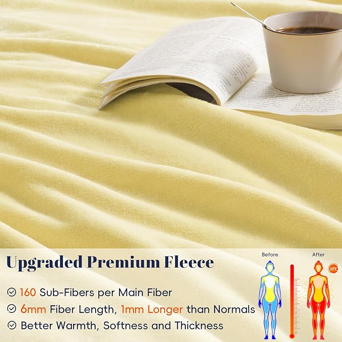 PHF Ultra Soft Fleece Blanket Twin Size, No Shed No Pilling Luxury Plush Cozy 300GSM Lightweight Blanket for Bed, Couch, Chair, Sofa Suitable for All Season, 66" x 90", Yellow