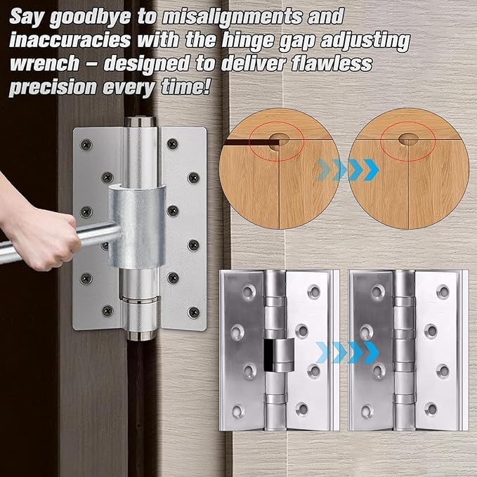 2 Pack Dual Size Door Hinge Adjustment Tool 14–19 & 23–25mm, Door Hinge Repair Tool, Door Gap Adjustment Tool, Door Adjustment Tool, Heavy Duty for Fixing Gaps in Fire, Cleanroom Safety Use (Silvery)