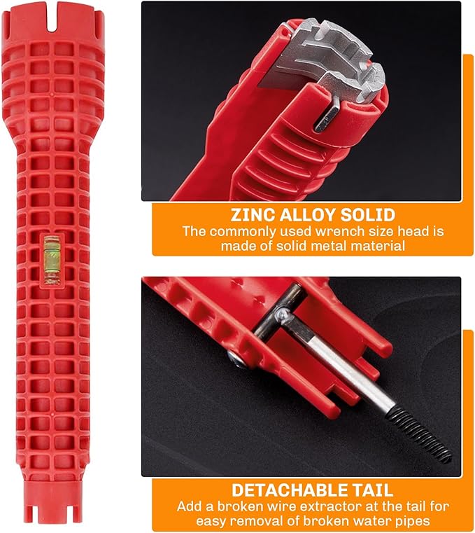 Tap Spanner Tool, 12-in-1 Multi-Functional Faucet Wrench, Comfortable Grip, Anti-Slip, for Sink, Bathroom & Kitchen Plumbing, Faucet Installation, Plumbing Repair Kita