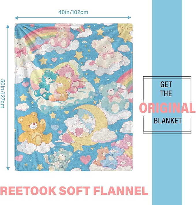 Bear Blanket, Soft Vintage Blanket for Kids and Adults, Cozy Bear Blankets Gift for Girls, Warm Flannel Throw Blankets for Bed, Sofa, Holiday, Birthday Gifts for Christmas Thanksgiving 40x50