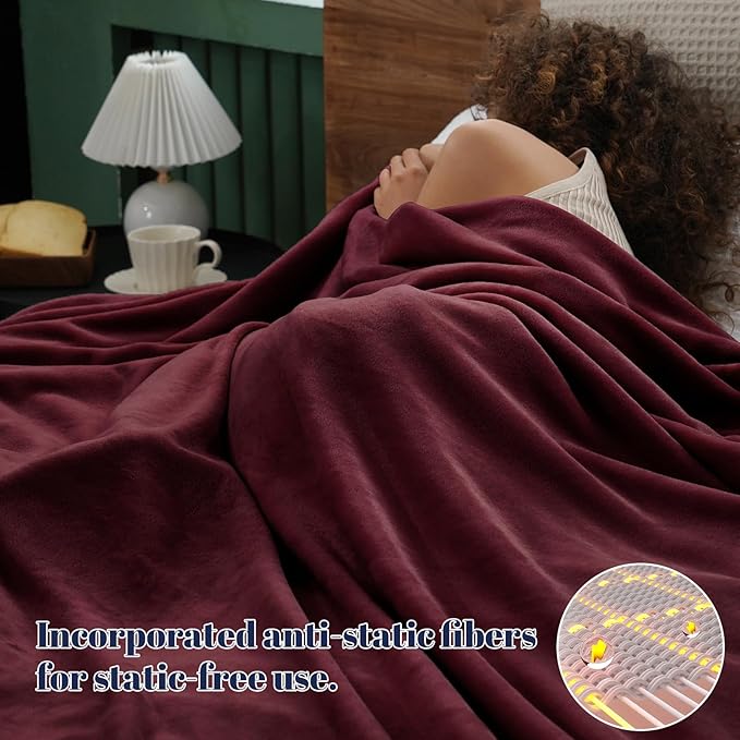 PHF Ultra Soft Fleece Blanket King Size, No Shed No Pilling Luxury Plush Cozy 300GSM Lightweight Blanket for Bed, Couch, Chair, Sofa Suitable for All Season, 108" x 90", Wine Red/Burgundy