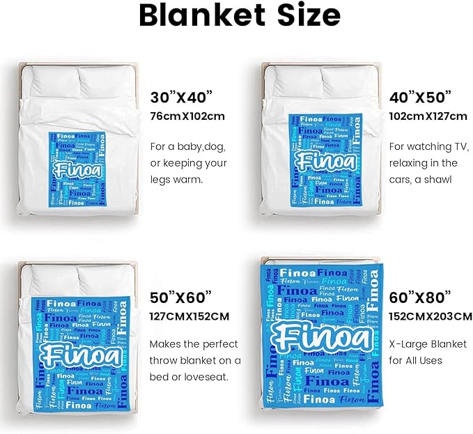 Custom Blanket with Name Personalized Blankets for Kids Adult Boys Girls Flannel Monogrammed Customized Blankets Throw (40''x50'')