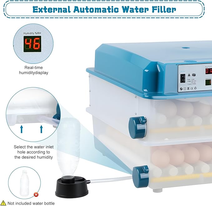 Automatic Incubators for Hatching Eggs, 120 Eggs Smart Incubation Machine with Automatic Temperature and Humidity Control, Poultry Hatcher with Egg Turning for Chickens Ducks Birds Blue