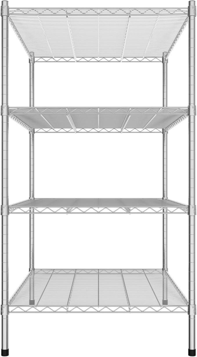 Commercial NSF Listed Chrome Stationary Wire Shelving Kit 30" x 42" x 54", with 4 Shelves Perfect for Warehouse, Walk-in Refrigerator, Freezer, Grocery Store, Restaurant, Dishroom