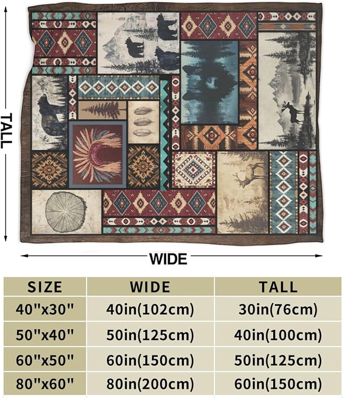 Western Cowboy Throw Blanket Southwest American Cowboys Flannel Blankets Native Plush Super Soft Cozy Warm Decor Gifts for Boys Girls Kids Adults Men Women 40" x 50"