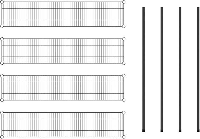 Commercial NSF Listed Black Epoxy Stationary Wire Shelving Kit 12" x 54" x 54", with 4 Shelves Perfect for Warehouse, Walk-in Refrigerator, Freezer, Grocery Store, Restaurant, Dishroom