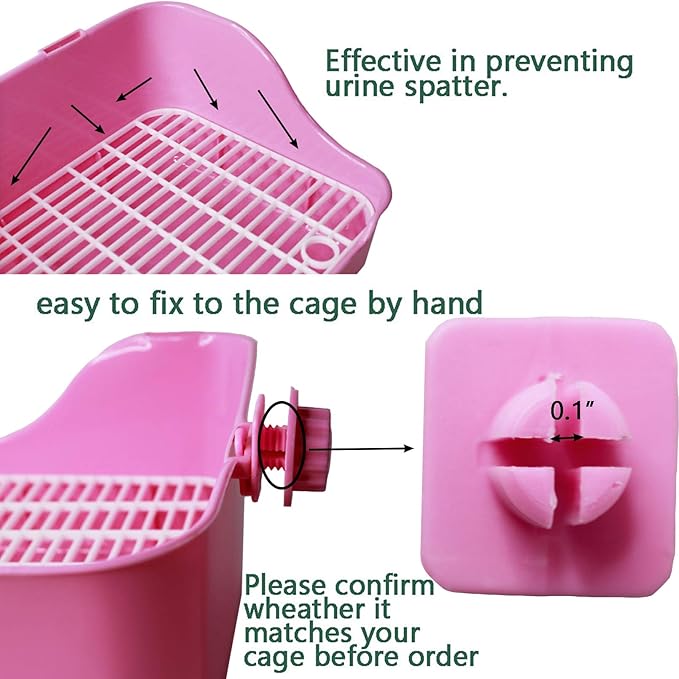Hamiledyi Rabbit Litter Box, Plastic Rectangular Cage Toilet, Bunny Potty Trainer Corner, Small Pets Bedding Litter Box for Chinchilla Guinea Pig Ferret Hedgehog (Pink)