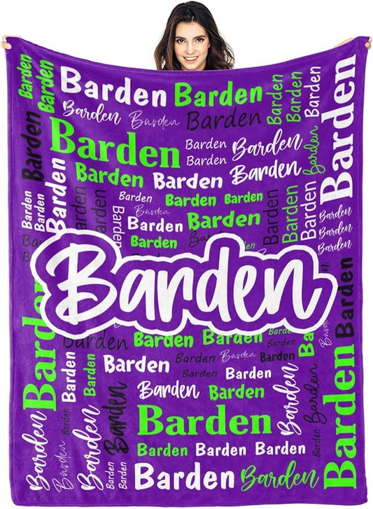 Custom Blanket with Name Personalized Blankets for Kids Adult Boys Girls Flannel Monogrammed Customized Blankets Throw (60''x80'')