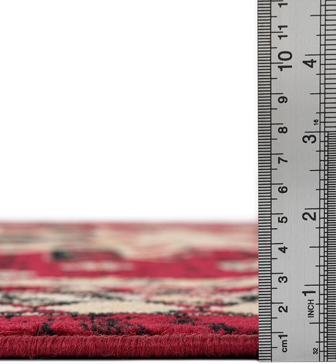 Unique Loom Taftan Collection Border Geometric Tribal Inspired Design Area Rug (2' 11 x 16' 5 Runner, Red/ Gold)