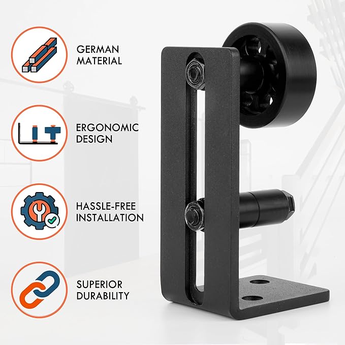 4 Pack Barn Door Floor Guide - Sliding Barn Door Bottom Guide for Bottom Adjustable Roller 8-Setup Options - Quiet Operations, Flush Design with Felt Strips