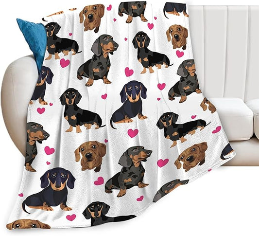 Tijuboni Dachshund Throw Blanket Dog Gifts for Girls Boys Women Men Kids Adults Soft Flannel Fleece Blanket for Couch Sofa Bed Home Decor 50"x60"
