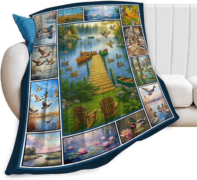 Mallard Duck Fleece Blanket Flying Ducks Throw Blankets for Girls Boys Super Soft Warm Flannel Wild Animal Throws Gifts for Men Women Cozy Fuzzy Plush Stuffed Couch Bed Bedding Decor 80"X60"