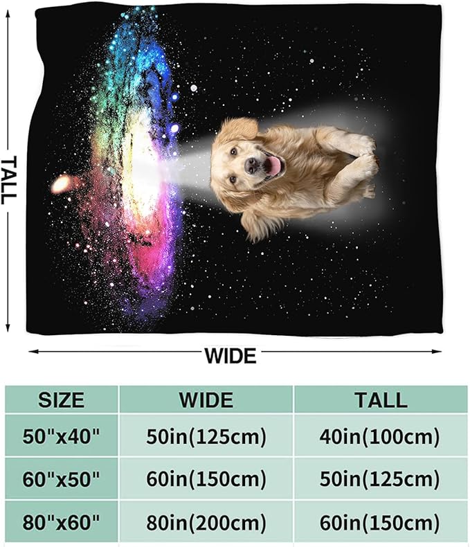 Dynova Golden Retriever Blanket Dog Lovers Gifts Cozy Plush Funny Galaxy Throw Blankets Fuzzy Flannel Fleece for Girls Boys Women Men 60"X50"