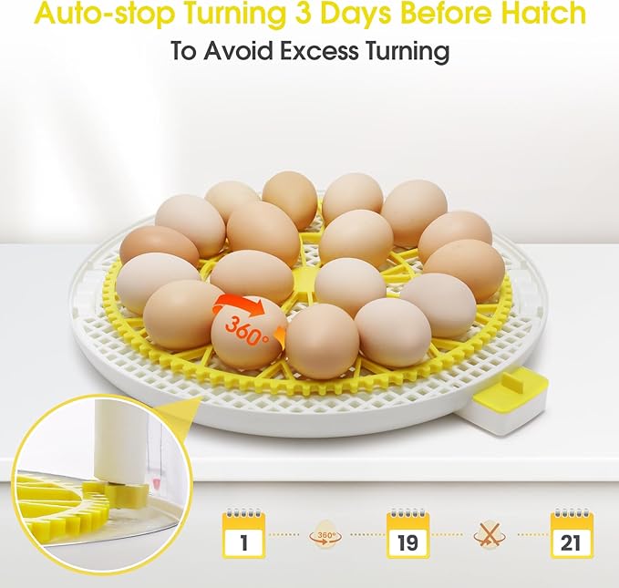 18 Egg Incubator,Automatic Turning,Egg Candler,Air Vent, Hatching Chicken Duck Quail Bird,Poultry Incubator for Hatching Chick (Grey-Yellow)