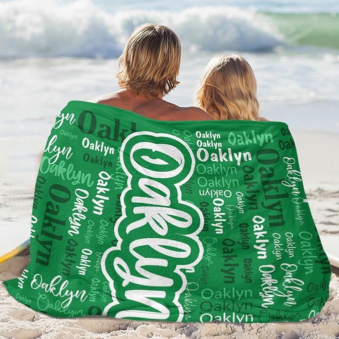 Custom Blanket with Name Personalized Blankets for Kids Adult Boys Girls Flannel Monogrammed Customized Blankets Throw (40''x50'')