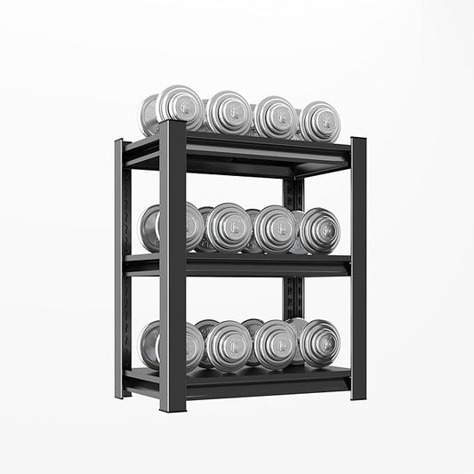 Storage Shelves, Garage Metal Shelving Unit, Adjustable, Double-Layer Column with Reinforced Ribs, Heavy-Duty, Capable of Bearing 600-3600 lbs (Black, 32 * 20 * 14, 3-Tier)