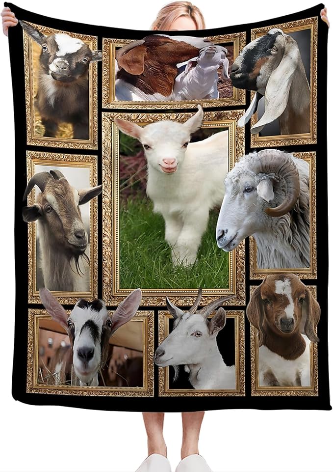 Goat Blanket Ultra Soft Cozy Sheep Throw Blanket Fleece Fuzzy Plush Bedding Goat Sheep Lovers Gifts for Women Girls Kids Adults 60"x50"