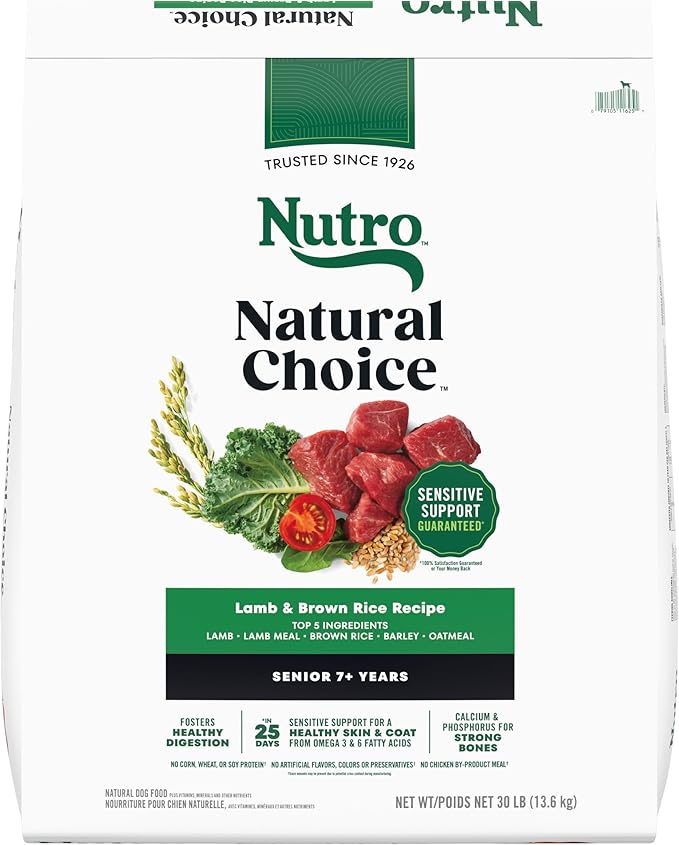 Nutro Natural Choice Senior Dog Food, Lamb & Brown Rice Recipe, 30 lb. Bag
