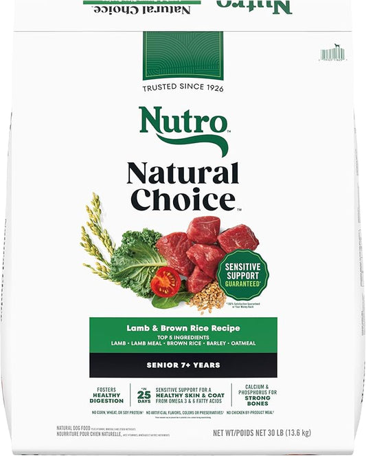 Nutro Natural Choice Senior Dog Food, Lamb & Brown Rice Recipe, 30 lb. Bag