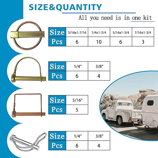 202PCS Hitch Pins Clip Pins, Linch and PTO Pins for Trailers Tractors Trucks Towing Mowing, Farm Equipment, Snow Plows, Lawnmowers Garage, Heavy Duty Trailers Accessories Tractor Attachments