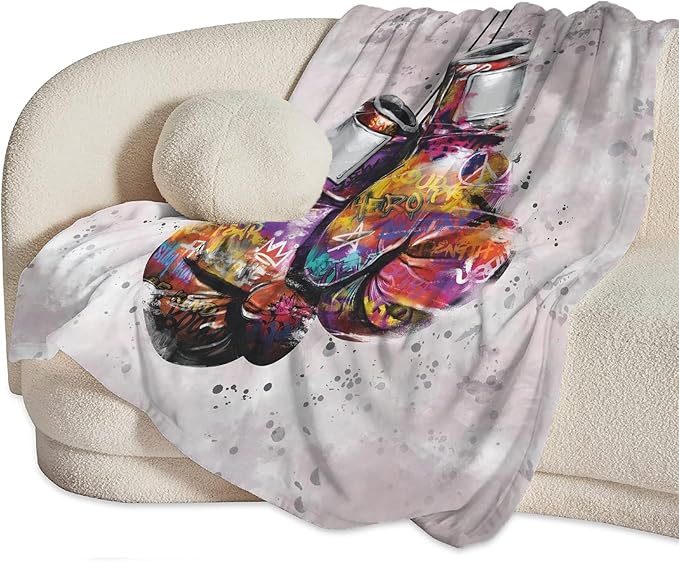 Boxing Blanket Gifts for Boys Men Soft Warm Plush Banksy Graffiti Boxing Gloves Sport Throw Blanket Flannel Fleece Fuzzy Sports Theme Blanket for Adults Lovers Bed Couch Living Room Decor 50"X40"