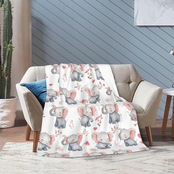 Elephant Super Cozy Soft Animal Throw Blanket - Warm Plush Fluffy Stuff Gifts for Women Girls - Fleece Flannel Gift for Kids Adults 60"X50"
