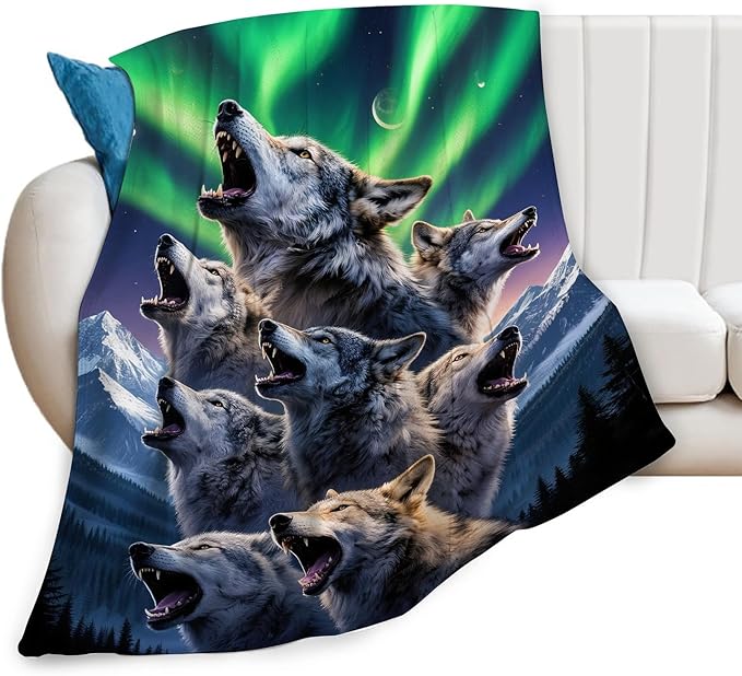 Wolf Blanket, Soft Plush Fleece Animal Throw Blanket - Cozy Warm Stuffed Blankets Bedding Wolf Gifts for Women Girls Kids Adults 40"X50"