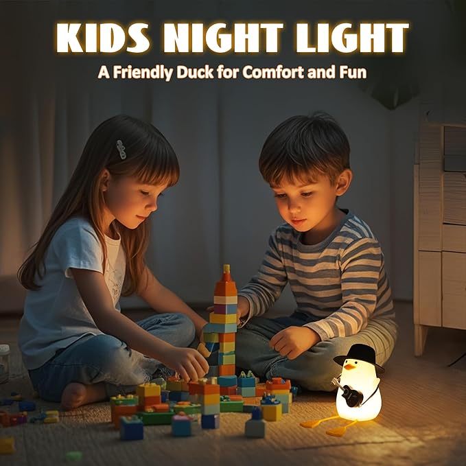 Duck Night Light, Silicone Duck Lamp, Cute Bedside Duck Goose Funny Nightlight with Dimmer and Timer for Room Decor, Duck Gifts for Girls,Boys, Women, Little One-Guitar Duck