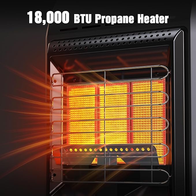 Propane Heater Outdoor Portable 6000 To 18000 BTU Propane Gas Heater Cordless 3 Settings For Garage Greenhouse Camping Workshops, With Tip-Over Protection Ultra Quiet Heat Up To 450 Sq.Ft