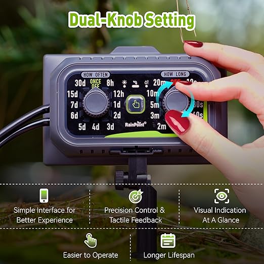 RAINPOINT Compact Programmable Solar Automatic Drip Irrigation Pump Kits Support Up to 20 Plants, Automatic Plant Waterer Self Watering Indoor/Outdoor Vacation Free Low Water Auto Shut-Off