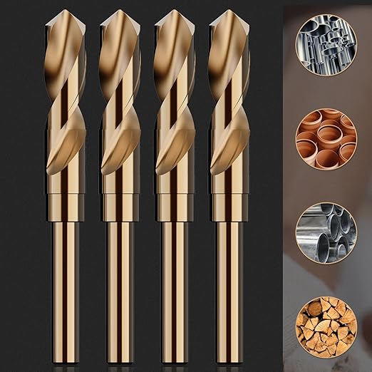 3/4" (4pcs) Cobalt Drill Bit Set - 6Inch Length, M35 High Speed Steel Jobber Length Drill Bit Kit for Hardened Metal, Stainless Steel, Cast Iron, Wood and Plastic, with Index Storage Case