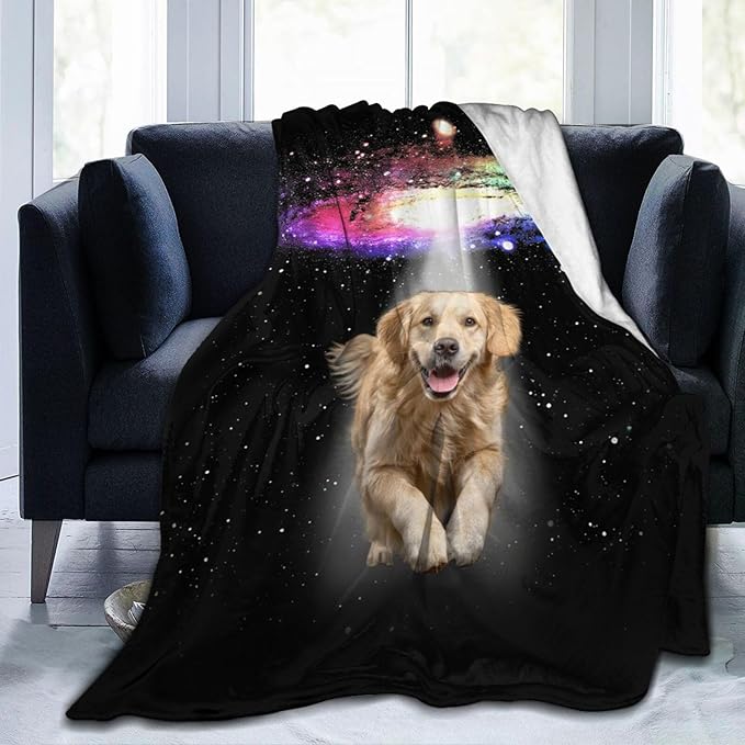 Dynova Golden Retriever Blanket Dog Lovers Gifts Cozy Plush Funny Galaxy Throw Blankets Fuzzy Flannel Fleece for Girls Boys Women Men 50"X40"