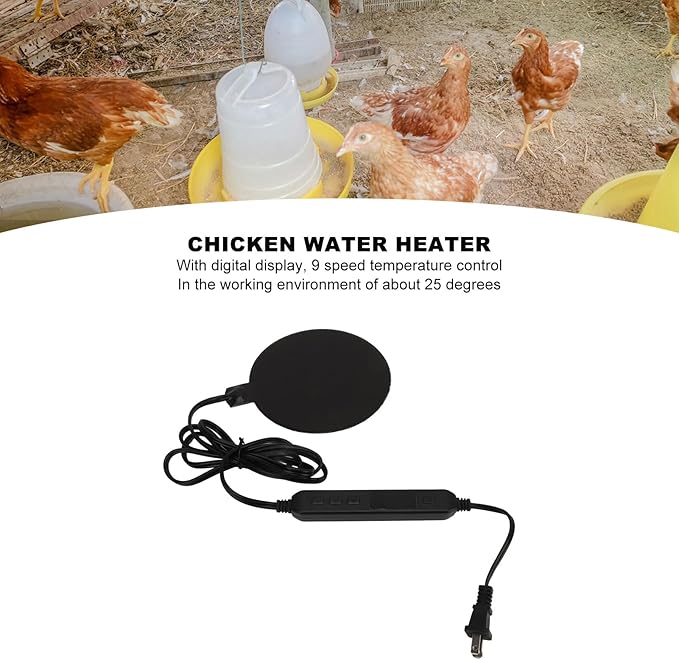 Chicken Water Heater for Winter, Poultry Water Heater Base 35W 120V Silicone Heated Pad Chicken Waterer Heated Chicken Coop Heater for Metal Bucket Stock Tank