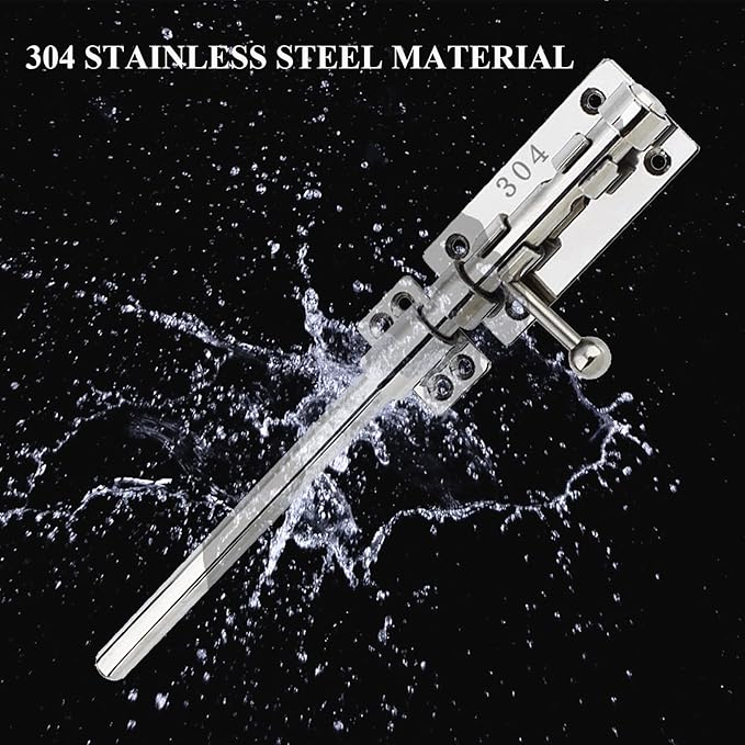 12in Slide Bolt Gate Latch 304 Stainless Steel Barrel Bolt Latch Heavy Duty Door Security Lock Thickened Door Latches Hardware with Mounting Screws for Barn Fence Shed Basement