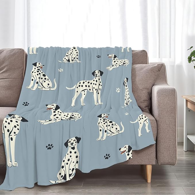 Dalmatian Blanket Super Cozy Soft Dalmatian Throw Blanket Warm Plush Fluffy Spotted Dog Stuff Gifts for Women Girls Fleece Flannel Gift Blankets for Kids Adults 60"X50"