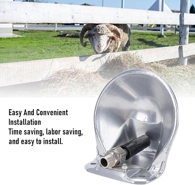 HEEPDD Dog Water Bowl Dispenser, Automatic Livestock Waterer Stainless Steel Cow Drinking Water Bowl with Float Valve Farm Livestock Animals Tool for Dogs Cattle Sheep