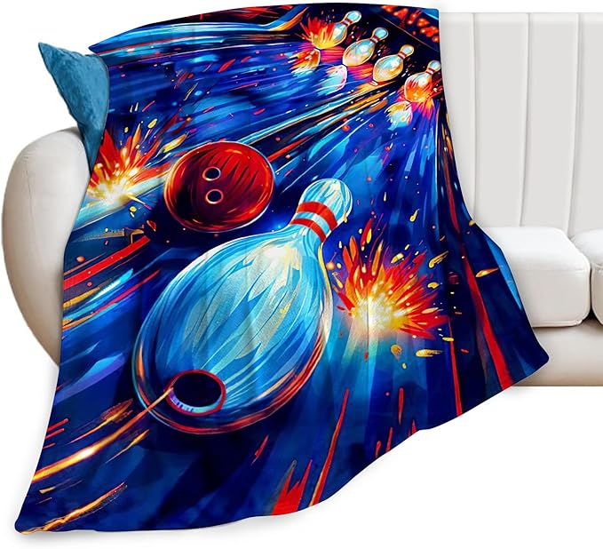 Bowling Blanket Gifts for Girls Boys Lovers Soft Warm Plush Bowling Ball Sport Throw Blanket Flannel Fleece Fuzzy Stuff Blanket for Bed Couch Living Room Decor 80"X60"