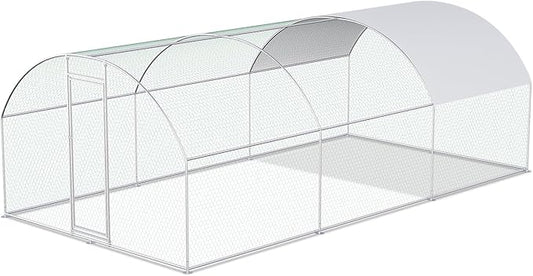 Chicken Coop Large Metal Chicken Coop Designed for Multiple Chickens with Waterproof and Anti-UV Cover,Premium Walk-in Poultry Cage Chicken House for Outdoor Farm Use(19.7'Lx9.8'Wx6.6'H)