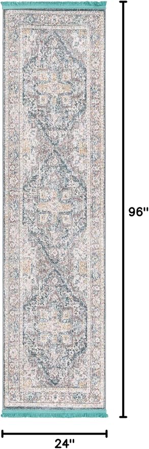 Unique Loom Baracoa Collection Area Rug - Prado (2' x 8' Runner, Gray/ Blue)