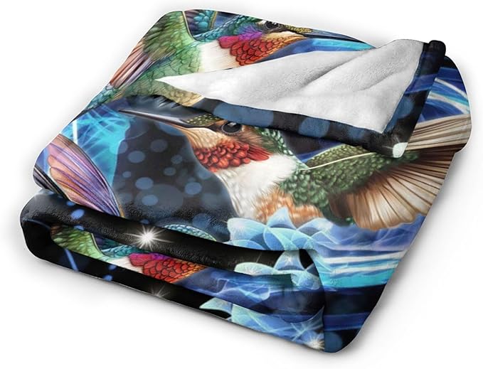 Hummingbird Blanket Super Cozy Soft Hummingbird Throw Blanket Warm Plush Fluffy Hummingbird Stuff Gifts for Women Girls Fleece Flannel Gift Blankets for Kids Adults 80"X60"