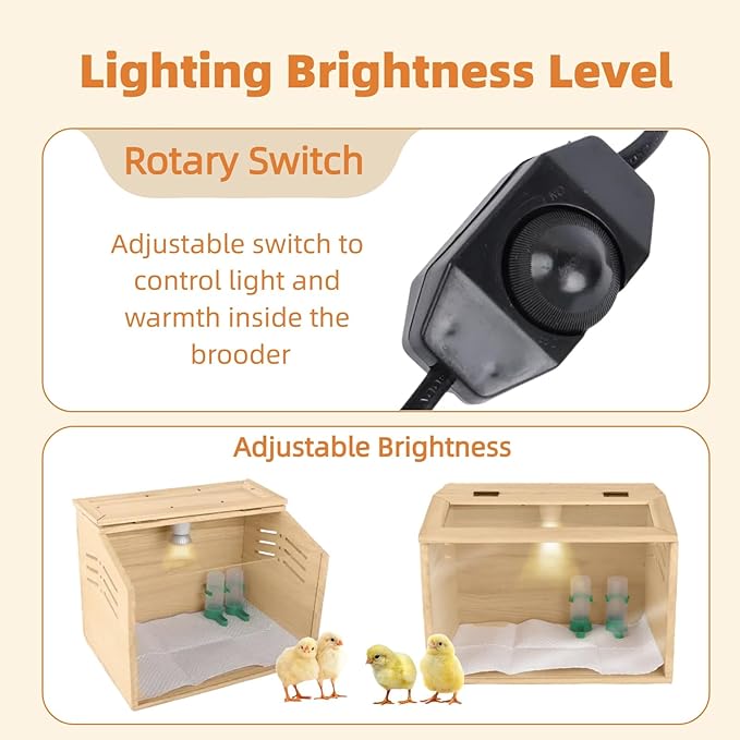 15.74 x 11.81 x 11.81” Chick Brooder Box with Heating Lamp, Poultry Brooder with Heaters, Wooden Brooder Box for Baby Chicks, Ducks, Quail and Birds