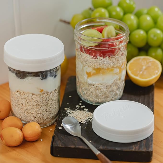 12 Pack 16 oz Wide Mouth Clear Mason Jars with Silver Metal Lids, Canning Jars for Overnight Oats, Food Storage, Dry Food, Snacks, Candies and More