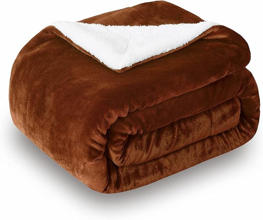 SOCHOW Sherpa Fleece Throw Blanket, Double-Sided Super Soft Luxurious Plush Blanket Twin Size 60 inchx80 inch, Caramel